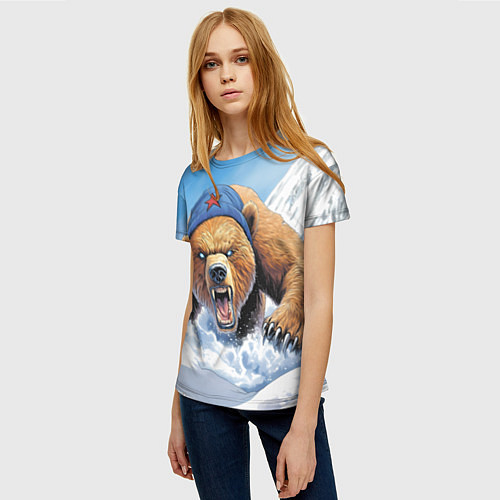 Женская футболка Злой русский медведь / 3D-принт – фото 3
