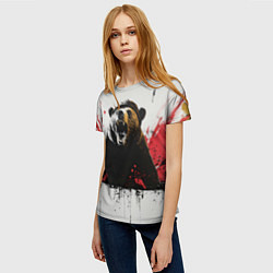 Футболка женская Медведь и брызги краски, цвет: 3D-принт — фото 2