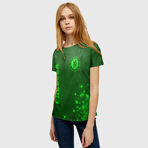 Женская футболка Chelsea - green gradient вертикально / 3D-принт – фото 3