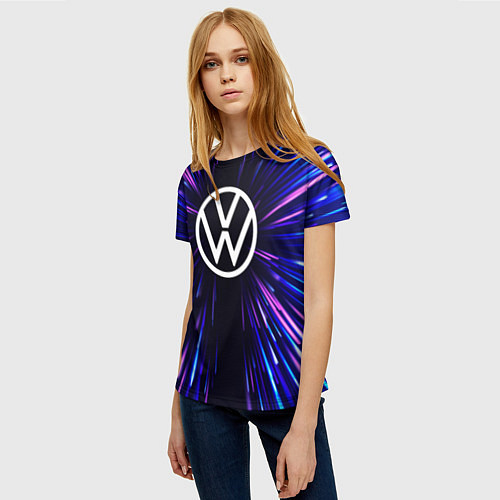 Женская футболка Volkswagen neon energy / 3D-принт – фото 3