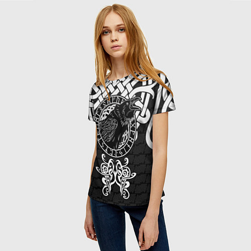 Женская футболка Узор - ворон / 3D-принт – фото 3