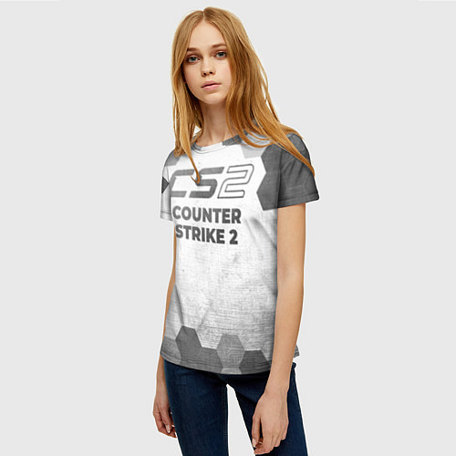 Женская футболка Counter Strike 2 - white gradient / 3D-принт – фото 3