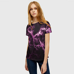 Футболка женская Lightning pink glow, цвет: 3D-принт — фото 2