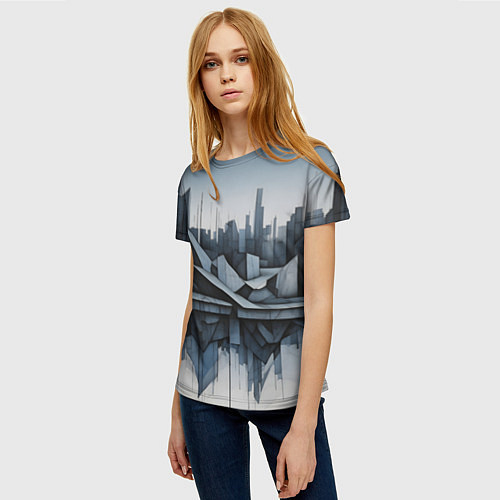 Женская футболка Небоскребы и скалы / 3D-принт – фото 3