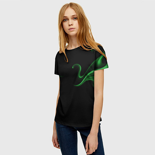 Женская футболка Color green abstraction / 3D-принт – фото 3