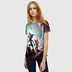 Футболка женская Том и Джерри в пещере ужасов - хэллоуин, цвет: 3D-принт — фото 2