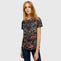 Футболка женская Тёмный чёрно-красный мелкий квадрат, цвет: 3D-принт — фото 2