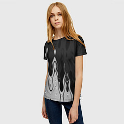 Футболка женская Чёрно-белый абстракция стекающаяся, цвет: 3D-принт — фото 2
