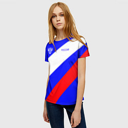 Футболка женская Россия с гербом и цветами флага, цвет: 3D-принт — фото 2