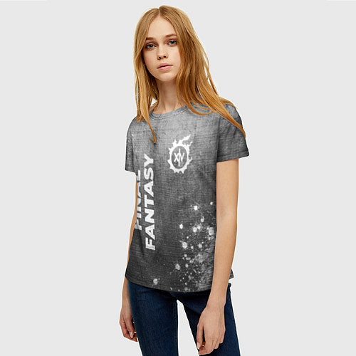 Женская футболка Final Fantasy - grey gradient вертикально / 3D-принт – фото 3