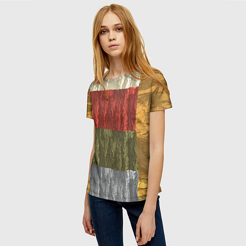 Женская футболка Цветной узор абстрактная графика / 3D-принт – фото 3