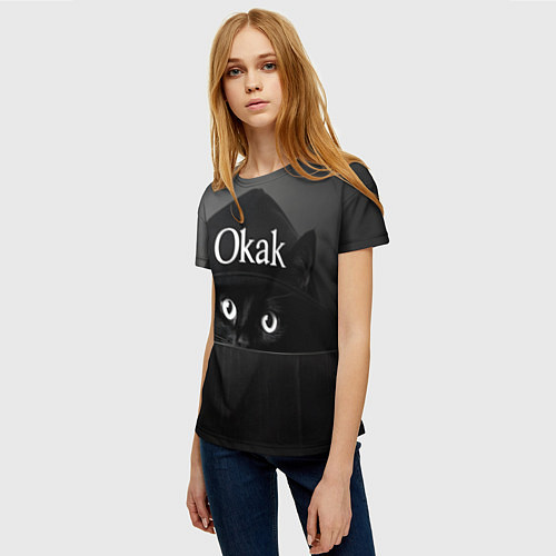 Женская футболка Кот в капюшоне, окак, мем / 3D-принт – фото 3