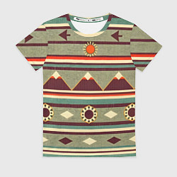 Футболка женская Этнический мотив с горами, цвет: 3D-принт