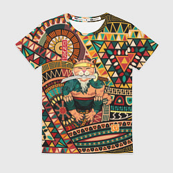 Футболка женская Кот самурай - Айко, цвет: 3D-принт