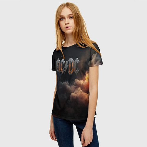 Женская футболка ACDC металлический лого / 3D-принт – фото 3