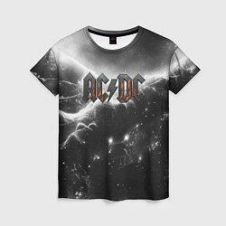 Футболка женская ACDC металлический лого черно-белая текстура, цвет: 3D-принт