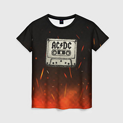 Футболка женская ACDC лого на кассете, цвет: 3D-принт