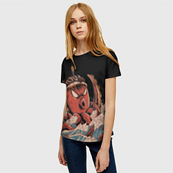 Футболка женская Осьминог такояки, цвет: 3D-принт — фото 2