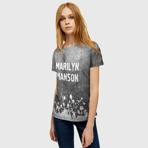 Женская футболка Marilyn Manson - grey gradient посередине / 3D-принт – фото 3