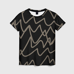 Женская футболка Кривые рукописные линии чёрно-коричневый