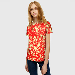 Футболка женская Пятнистый красно-жёлтый, цвет: 3D-принт — фото 2