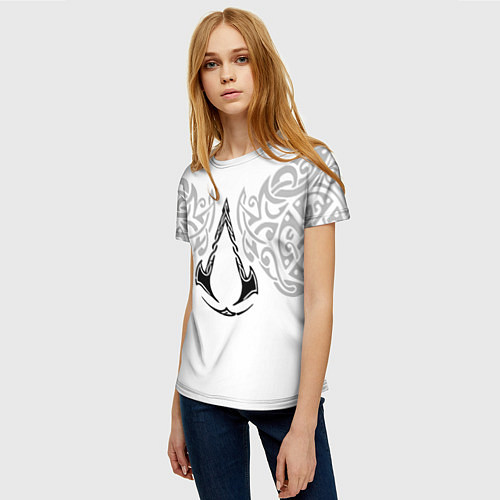 Женская футболка Ассасин Крид - узор ворон / 3D-принт – фото 3