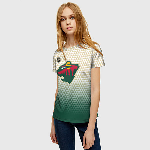 Женская футболка Миннесота Уайлд - геометрический градиент / 3D-принт – фото 3