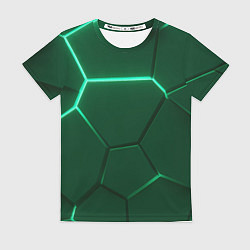 Женская футболка Зеленые плиты с неоном