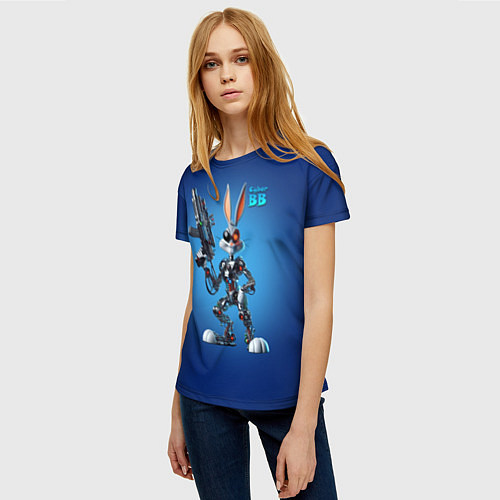 Женская футболка Cyborg Bugs Bunny with a gun - ai art fantasy / 3D-принт – фото 3
