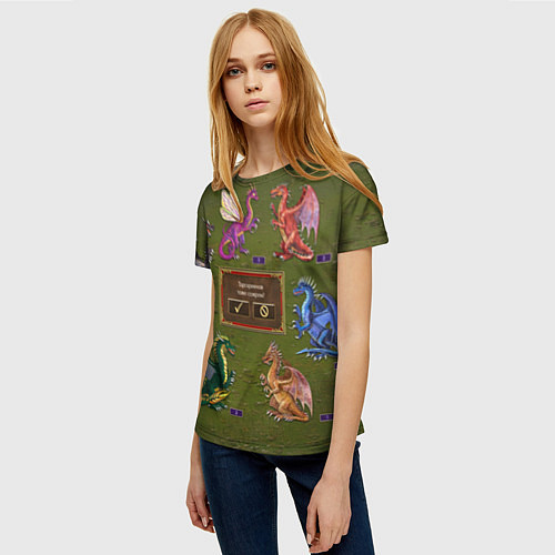 Женская футболка HOMM3 Dragons Battle 1 / 3D-принт – фото 3