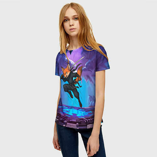Женская футболка Лис ниндзя в прыжке / 3D-принт – фото 3