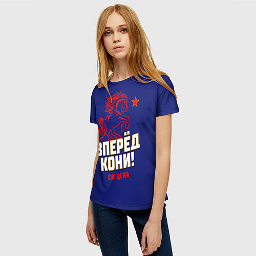 Женская футболка Вперед кони ФК ЦСКА / 3D-принт – фото 3