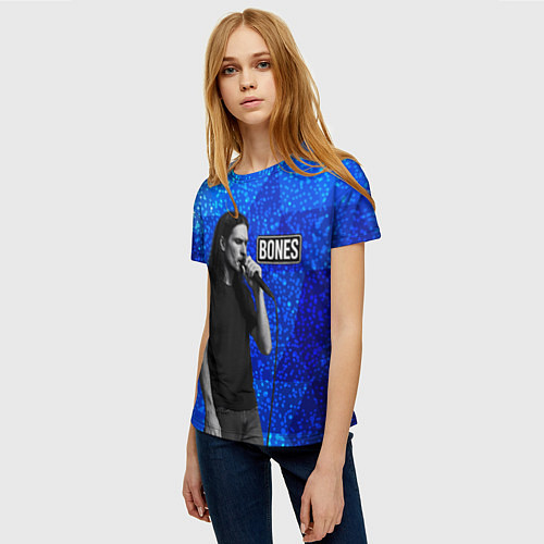 Женская футболка Bones стоит с микрофоном / 3D-принт – фото 3
