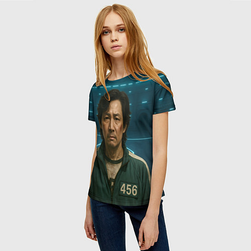 Женская футболка Игрок 456 грустный - Игра в кальмара / 3D-принт – фото 3