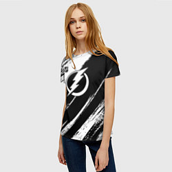 Футболка женская Тампа Бэй Лайтнинг - черная краска, цвет: 3D-принт — фото 2