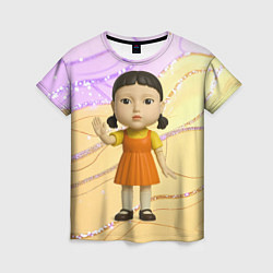 Футболка женская Игра в кальмара - кукла в стойке ожидания, цвет: 3D-принт