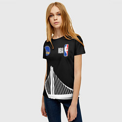 Футболка женская Голден Стэйт Уорриорз - большой лого, цвет: 3D-принт — фото 2