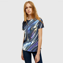 Футболка женская Серебро жидкий металл, цвет: 3D-принт — фото 2