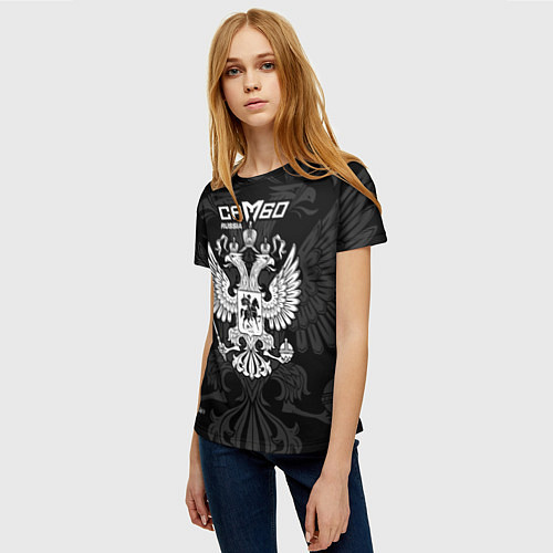 Женская футболка Самбо с гербом России / 3D-принт – фото 3