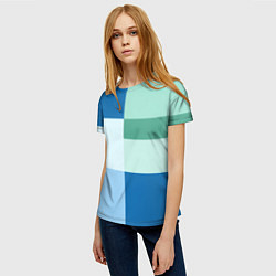 Футболка женская Мятное небо колор-блок, цвет: 3D-принт — фото 2