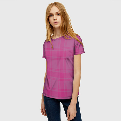 Женская футболка Checkered pink / 3D-принт – фото 3