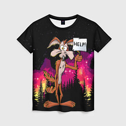 Футболка женская Кайот в лесу, цвет: 3D-принт