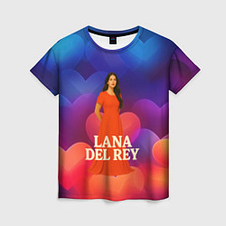 Женская футболка Lana Del Rey на фоне сердечек