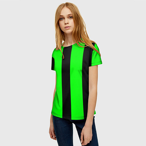 Женская футболка Color green black line / 3D-принт – фото 3