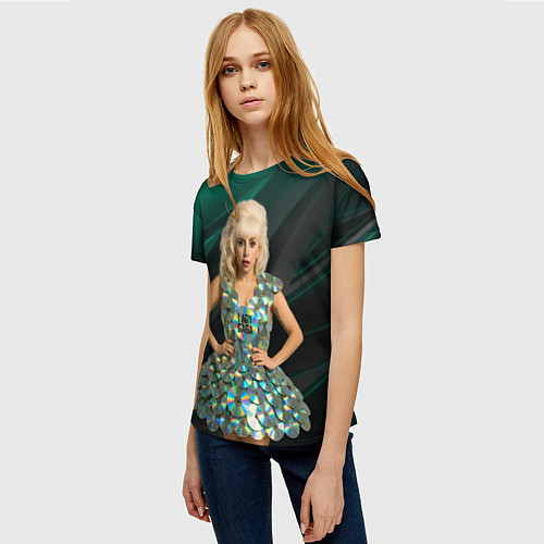 Женская футболка Леди Гага в платье из дисков / 3D-принт – фото 3