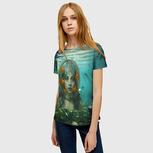 Женская футболка Леди Гага под водой в аквариуме / 3D-принт – фото 3