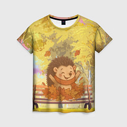 Футболка женская Ежик в осенних листьях, цвет: 3D-принт