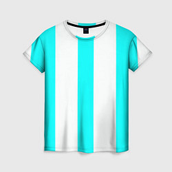 Футболка женская Color light blue white lines, цвет: 3D-принт