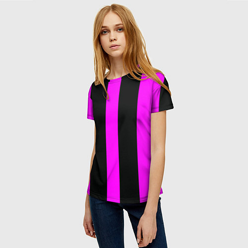 Женская футболка Color black pink lines / 3D-принт – фото 3