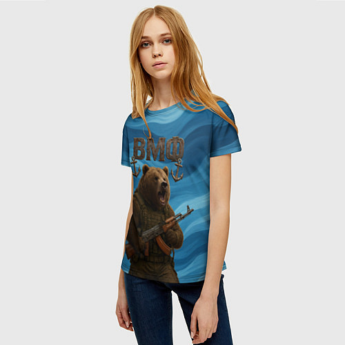 Женская футболка ВМФ Медведь с АК-47 / 3D-принт – фото 3